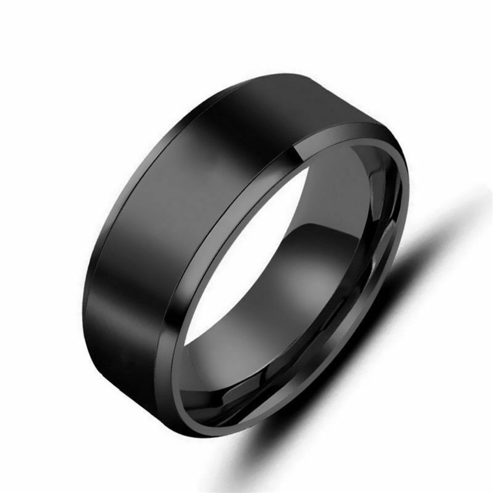 Mens Black Ring Stainless Steel wedding band